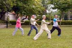 Seniors are playing Tai Chi