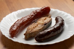 Processed meat: sausages and salted fish